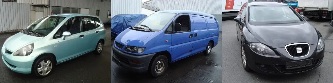 Angekaufte Fahrzeuge: Honda Jazz, Mitsubishi Delica L400, Seat Altea