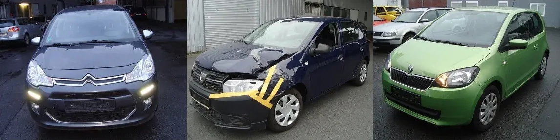 Angekaufte Fahrzeuge: Citroën C3, Dacia Sandero, Skoda City